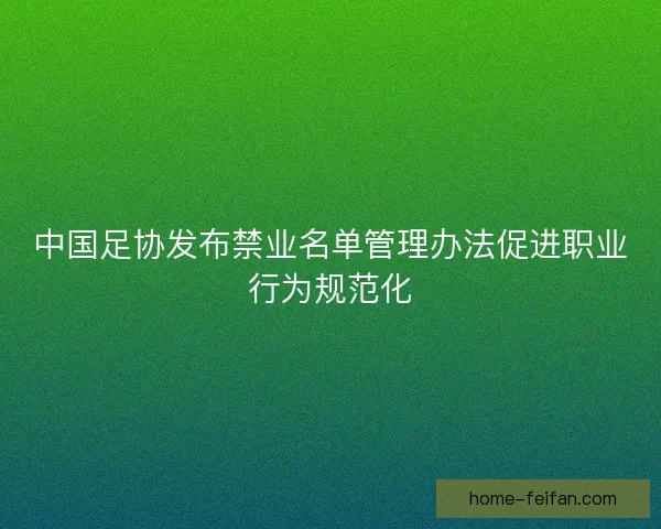 中国足协发布禁业名单管理办法促进职业行为规范化