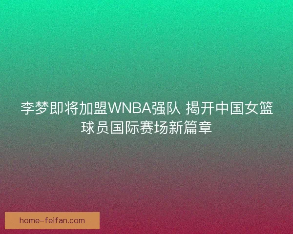 李梦即将加盟WNBA强队 揭开中国女篮球员国际赛场新篇章